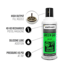 Load image into Gallery viewer, Valken 8oz Green Gas 115psi at 21 Celsius