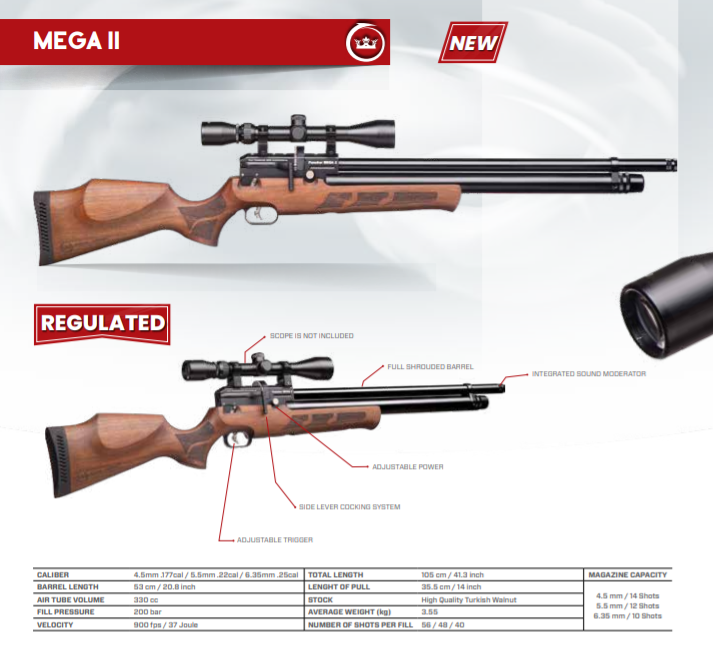 KRAL Puncher Mega II PCP 5.5mm Walnut