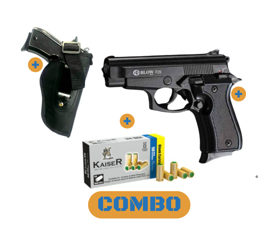 Combo Blow p29 9mm blank pepper pistol +Holster +25 blanks